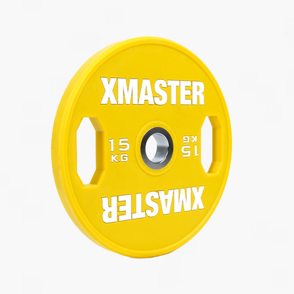 Кольорові диски для пауерліфтингу з ручками XMaster Hand Grip Color Urethane Powerlifting Plate XmasterHandGripColorUrethanePowerliftingPlate10kg фото