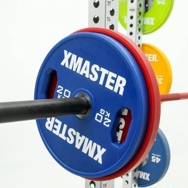 Кольорові диски для пауерліфтингу з ручками XMaster Hand Grip Color Urethane Powerlifting Plate XmasterHandGripColorUrethanePowerliftingPlate10kg фото