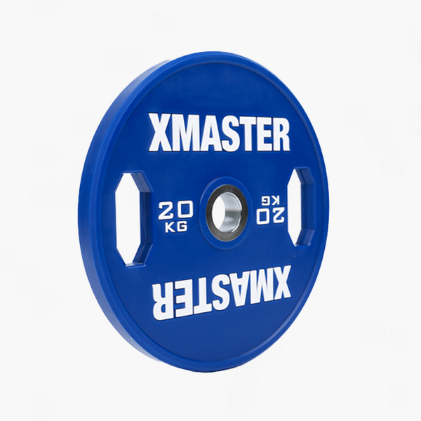 Кольорові диски для пауерліфтингу з ручками XMaster Hand Grip Color Urethane Powerlifting Plate XmasterHandGripColorUrethanePowerliftingPlate10kg фото