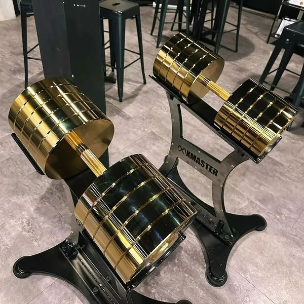 Гантеля хромована золота XMASTER 160 кг GoldColoredChromeFixedSteelDumbbells160kg фото