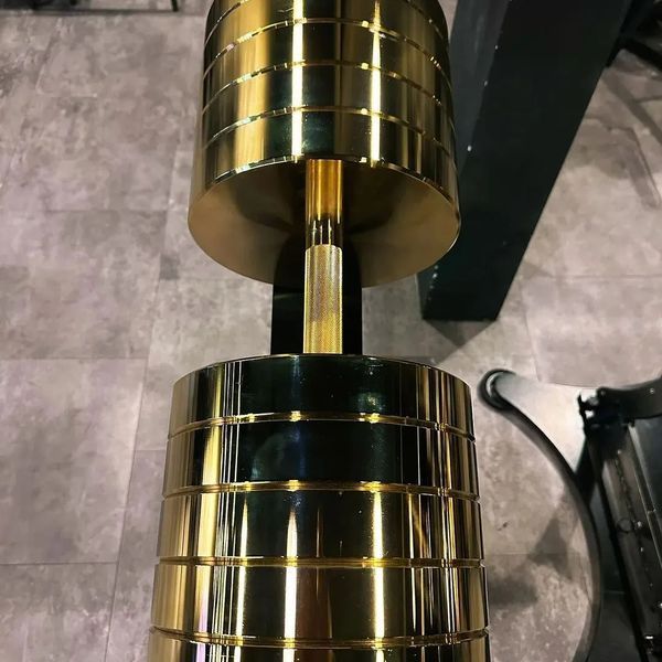 Гантеля хромована золота XMASTER 160 кг GoldColoredChromeFixedSteelDumbbells160kg фото